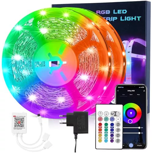HOVVIDA Tira LED 20M WiFi, Compatible con Alexa y Google Home, 30 LED/Metro, 24V RGB Luces 600 LED, APP y Mando a distancia, Modo de Música, LED para Habitación, Sala, Cocina, Dormitorio, Bar, Fiesta