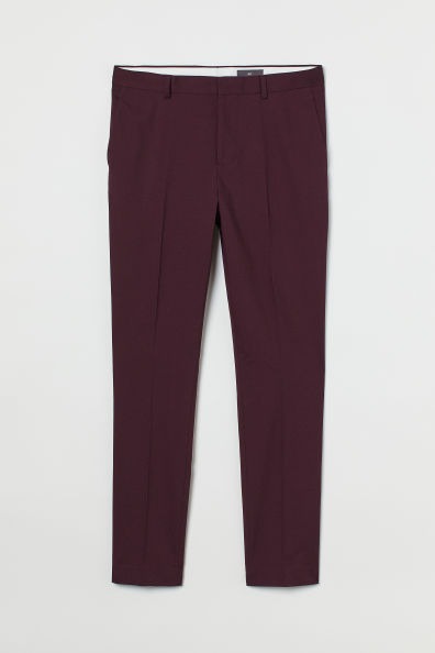 Pantalón de traje skinny fit color burdeos