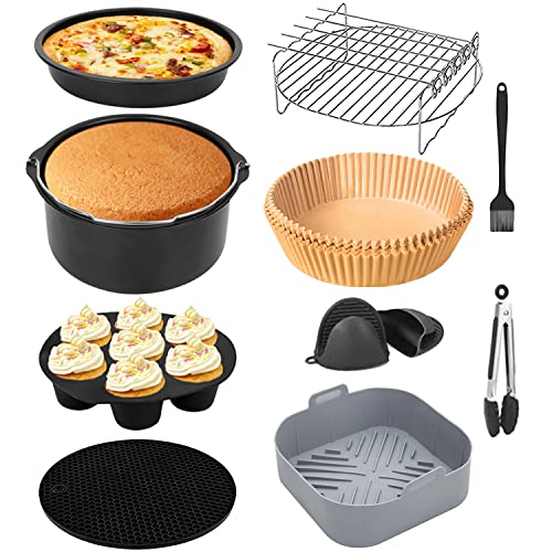 YRAKOZIN Accesorios Freidora Sin Aceite 5.5L, [Juego de 10 Piezas] Moldes para Freidora de Aire, Apto para Airfryer Cosori Cecotec Innsky Philips 5,5L-6L-6,4L