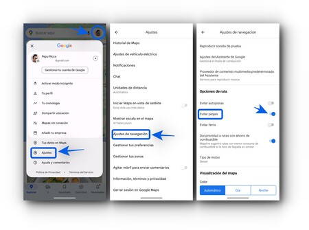 Google Maps Ajuste Peajes