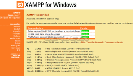 XAMPP Seguridad