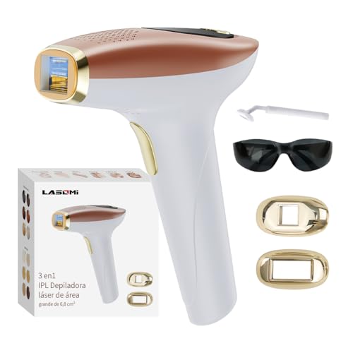 Lasomi 3 en1 IPL Depiladora Láser, 9 niveles ajustables,6,8 cm² Área grand