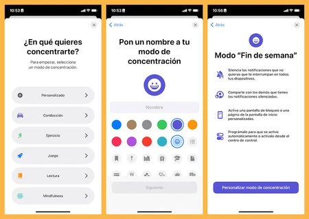 Modos concentración iOS