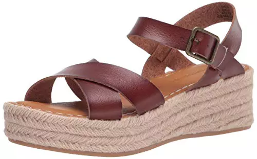 Amazon Essentials Sandalia Tipo Alpargata con Plataforma Plana Mujer, Marrón, 38.5 EU