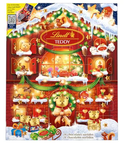 Lindt Calendario de Adviento Navidad Chocolate y Bombones . Sorpresas de Chocolates con Leche variados Lindor. Incluye Ositos y bombones surtidos , 170 g (Paquete de 1)