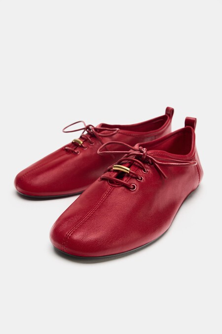 Zapatos Oxford Tendencia Otono Zara Oficina Rojos Piel Elegantes Vintage