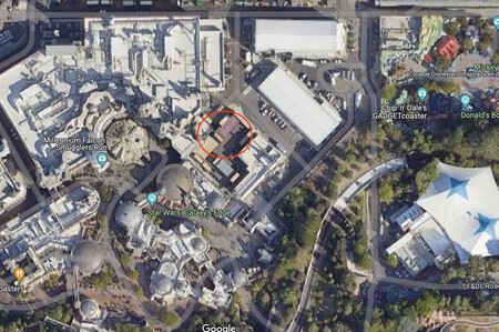 A área atualmente após a expansão de Star Wars e a localização aproximada da casa dos Pope