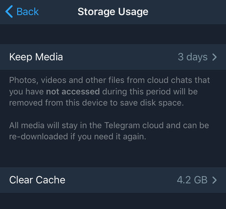 Telegram Almacenamiento