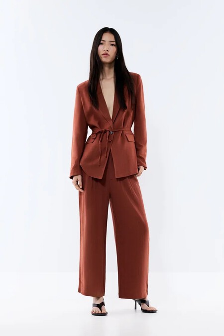 Conjunto Lino Oficina Barato Zara Lefties Elegante Marron Verano