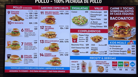 Menu Wendys