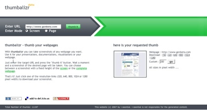 Thumbalizr, tomando capturas de sitios web