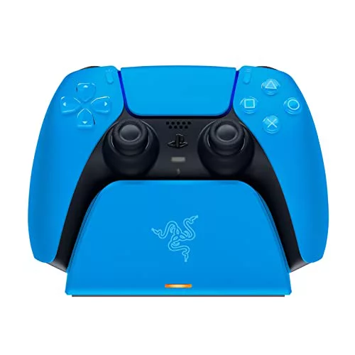 Razer Quick Charging Stand - Base de carga rápida para mando inalámbrico de PS5 (Diseño de Base Curva, Combina con tu Mando de PS5, Desplazamiento con una sola mano) Azul
