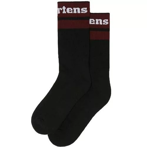 Dr. Martens Athletic Logo Cotton Blend Calcetín Unisex-Adulto, Negro/Cereza Rojo, M/L