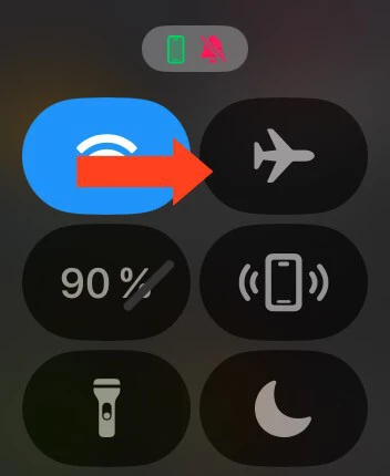 機内モードのアップルウォッチ