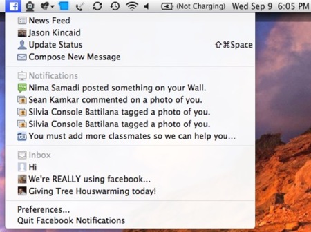 Facebook ofrece un notificador de escritorio para Mac OS X