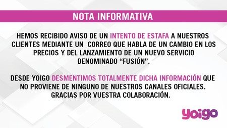 Vuelve la estafa que intenta aprovecharse de las subidas de precio, con Yoigo como objetivo