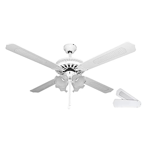 Orbegozo CT 11132 B - Ventilador de techo con luz, 4 palas reversibles, diámetro 132 cm, potencia de 60 W y 3 velocidades