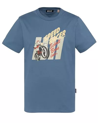 Schott NYC Tsswoope Camiseta, Azul, M para Hombre