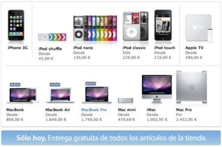 Envíos gratuitos en la Apple Store online, sólo durante hoy
