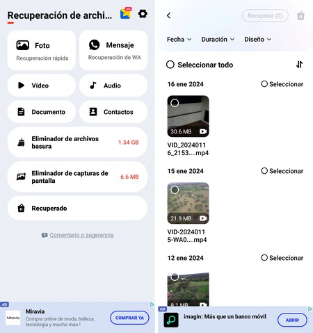 Recuperar Videos Android