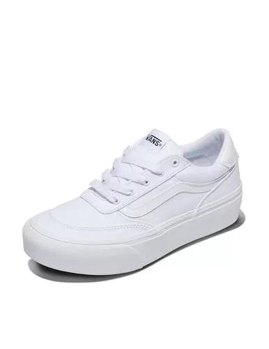 Vans Brooklyn LS Platform- Tenis para Mujer, Lona Blanca y Blanca, 40.5 EU