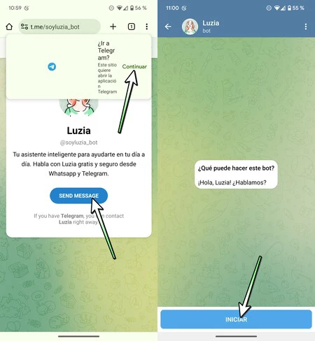 Telegram で Luzia を開始する方法