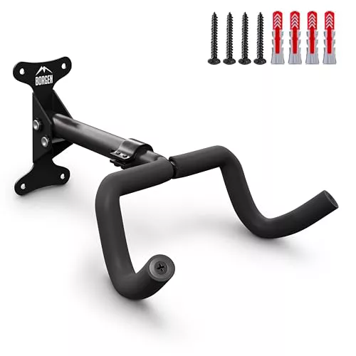 Borgen Soporte de Pared para Colgar Bicicletas - Ángulo y Distancia Ajustables, para Bicicleta de Carreras, Plegable, MTB - Acolchado Extra Suave