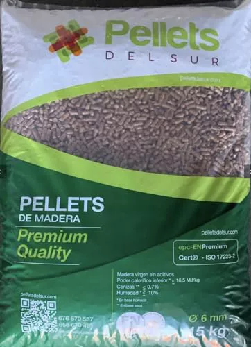 Saco Pellet 15 kg. Pellets para Estufas. Pellets de Madera 100% válido para Estufa de leña