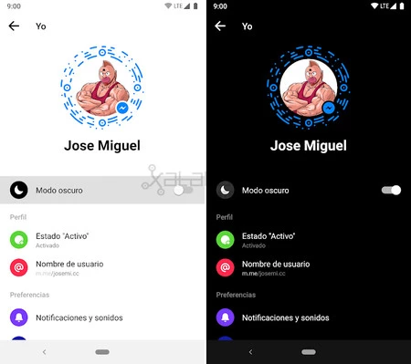 ダーク Facebook メッセンジャーのテーマ