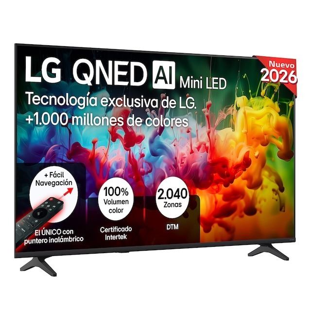 TV QNED Mini LED 55" - LG 55QNED72B6B, UHD 4K, Procesador Inteligente α7 AI Processor 4K Gen9, Smart TV, DVB-T2 (H.265), Negro