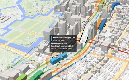 Este hipnótico mapa 3D alojado en GitHub te muestra el metro de Tokio en tiempo real gracias a datos abiertos