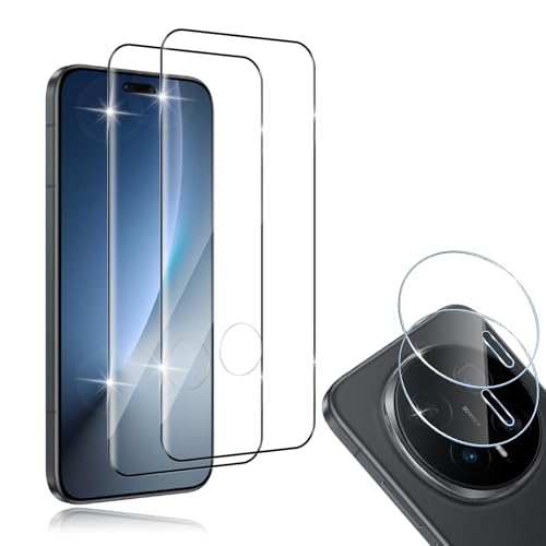 HidWee Cristal Templado Compatible con Honor Magic8 Pro/Magic 8 Pro, 2Pcs Protector de Pantalla [3D Cobertura Completa] + 2Pcs Protector de Lente Cámara, 9H Dureza HD Sin Burbujas Vidrio Templado
