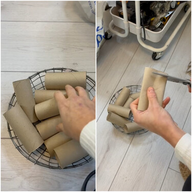Nunca se me había ocurrido hacer un cuadro con rollos de papel higiénico: el resultado parece comprado en una tienda de diseño 