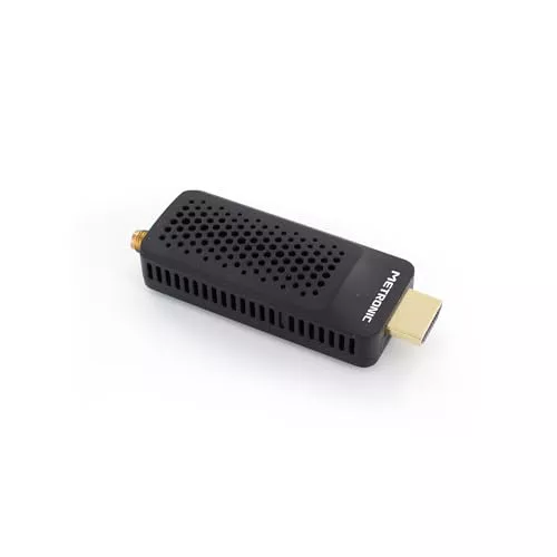 Metronic 441646 - Descodificador sintonizador Receptor TDT DVB-T, Compatible DVB-T2 dongle Stick Compacto, HEVC, EPG, 1080i, HDMI, Puerto USB 2.0, tecla SOS
