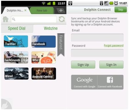 Dolphin Browser 7.0 para Android con Dolphin Connect, sincronización de datos entre dispositivos