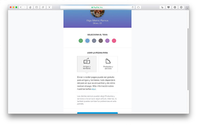 Paypal Me - Configuración del perfil