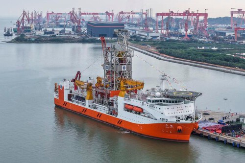 China quer chegar ao manto da Terra com navio capaz de perfurar até 11mil metros | Imagem: Xinhua
