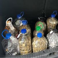 Hombre llega a la agencia a comprar un auto y sorprende con su método de pago: 13 galones llenos de monedas