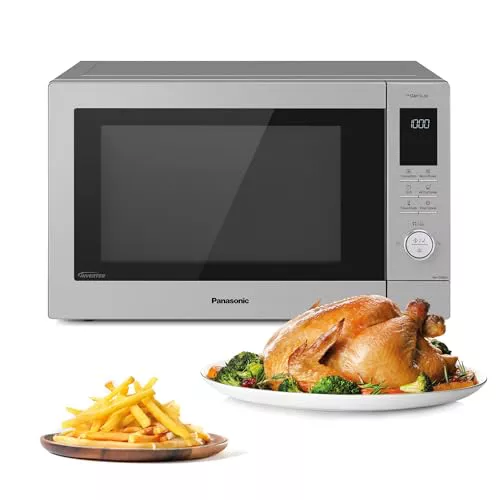 Panasonic NN-CD88QSEPG Air Fry Combi Horno Microondas de 34 L con Grill De Cuarzo, 1000 W, Descongelación Automática, Sensor Genius, Acero Inoxidable, Plateado