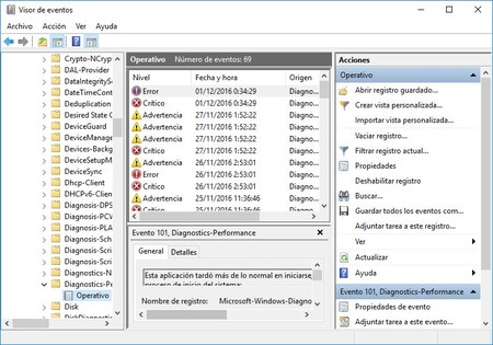 Visor de eventos de Windows 10