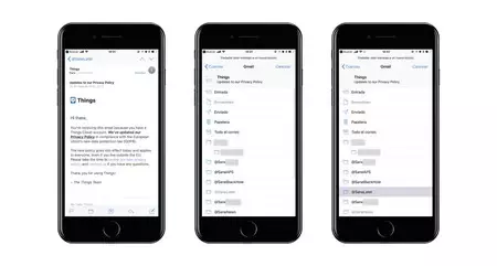 「メール」を 2 回タップするだけ (フォルダー アイコンからフォルダーを選択) で、SaneBox は次回同様のメールを送信する場所を学習します。