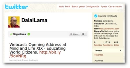 El Dalai Lama estrena cuenta en Twitter