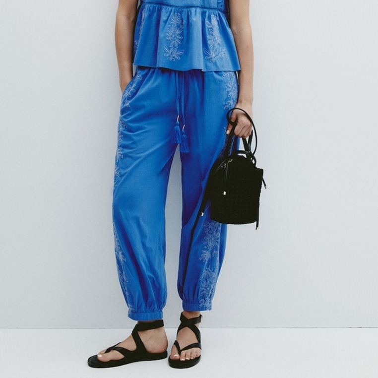 Pantalón bombacho bordados Azul Sfera

