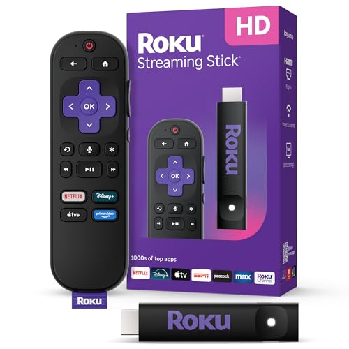 Roku Streaming Stick HD 2025 - Dispositivo de transmisión HD para TV con Mando a Distancia por Voz Roku, TV Gratis y en Vivo