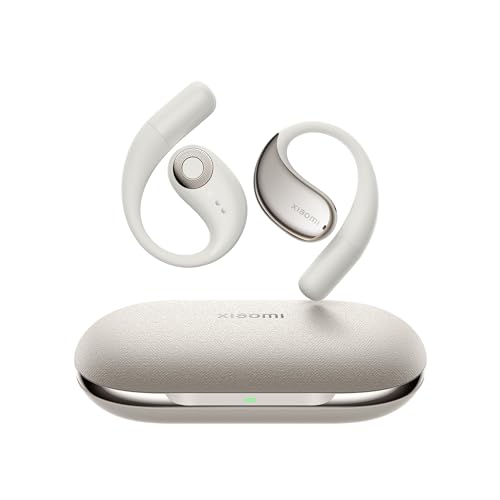XIAOMI OpenWear Stereo - Auriculares inalámbricos, cancelación de Ruido, Driver dinámico, Doble micrófono, 7.5 Horas de autonomía y 38,5 Horas con el Estuche de Carga, Beige (Versión ES)