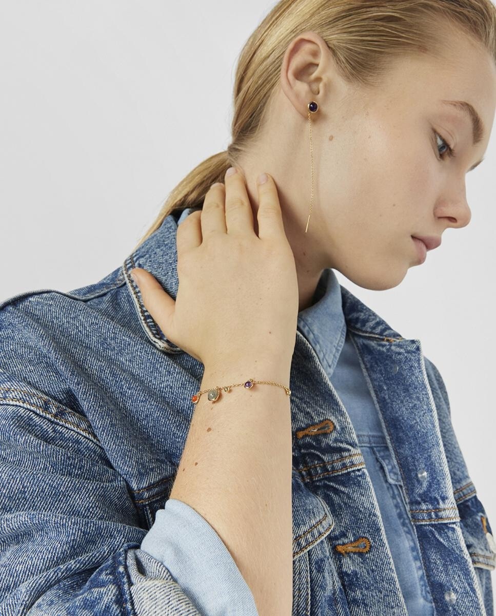 Bracelet Argent Massif Deux Tons - Anneaux élégants - Occasion