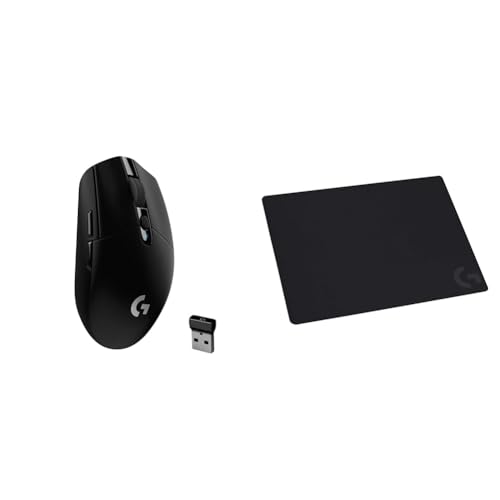 Logitech G305 Lightspeed Ratón Gaming Inalámbrico, Captor Hero 12K, 12,000 dpi, Ultra-Ligero & G240 Alfombrilla para Juegos, Tela, optimada para sensores de Juegos, roce Superficial