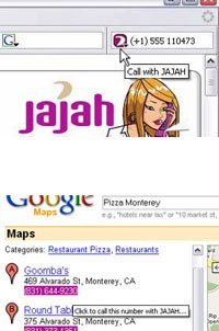 Jajah para Firefox, clickeando números de teléfonos