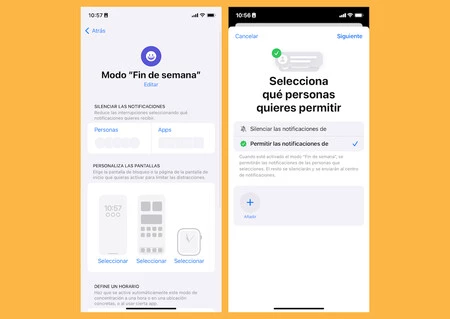 Modos concentración iOS personalización