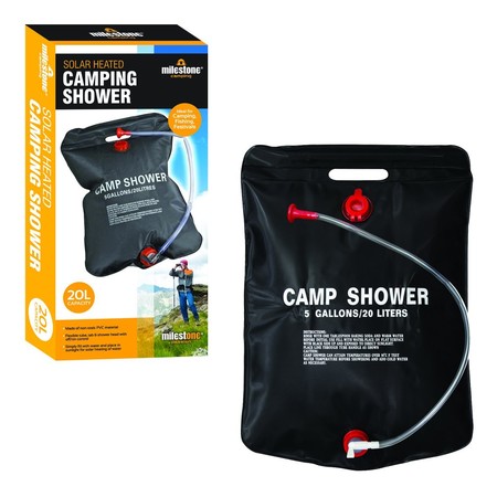Para camping o festivales, la ducha solar Milestone de 20 litros de capacidad puede venirnos genial por 8,99 euros
